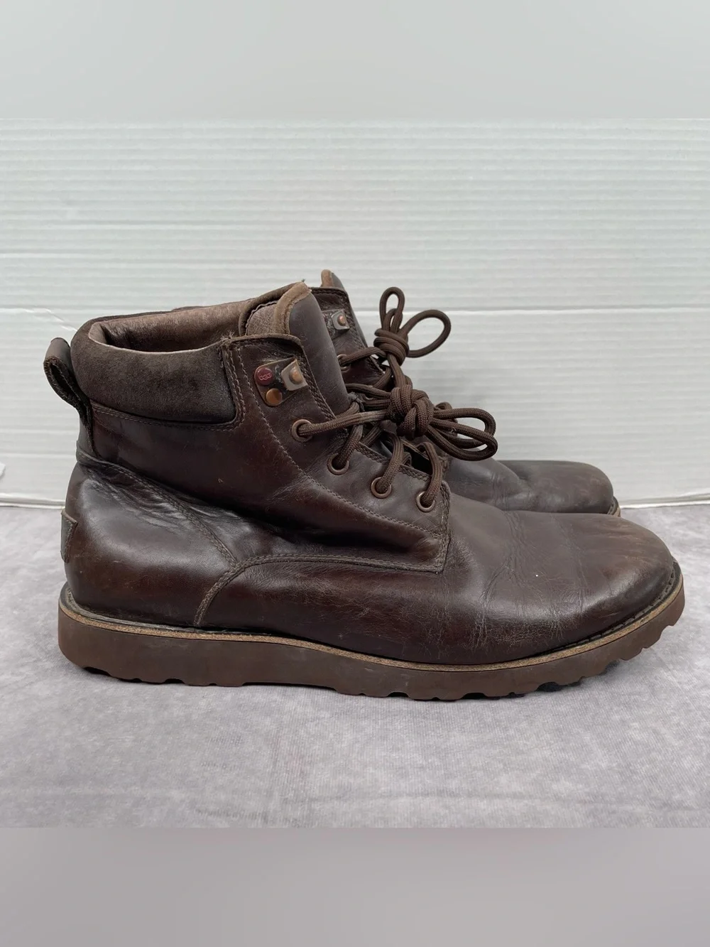 UGG Seton TL Boots Mens 12 Brown Leather Sheepskin Shearling Lined 1008146